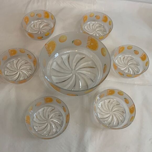 Good Orange Citrus 7 Piece Large 7 Cup Or 66 Oz 6 10 Oz Single Serving Dish Bowl - Picture 1 of 7